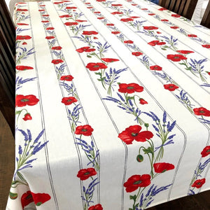 Poppy Rectangular Tablecloth 140" Long -  White