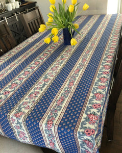 Anaïs Rectangular Tablecloth - 60"x100" - Cotton - Blue