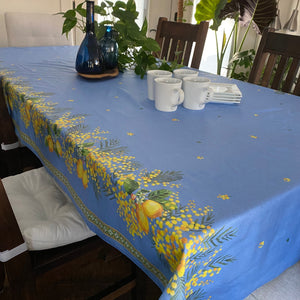 Citron Mimosa Rectangular Tablecloth -  Blue