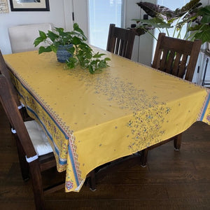 Beaucaire Double Border Rectangular Tablecloth 140" Long - Yellow
