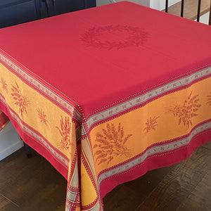 Jacquard 64" Square - Cotton - Senanques Red/Orange
