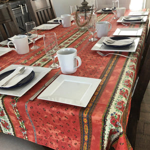 Coated Cotton - Tradition Rectangular Tablecloth 140" Long - Orange