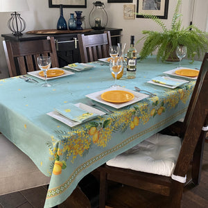 Citron Mimosa Rectangular Tablecloth -  Mint