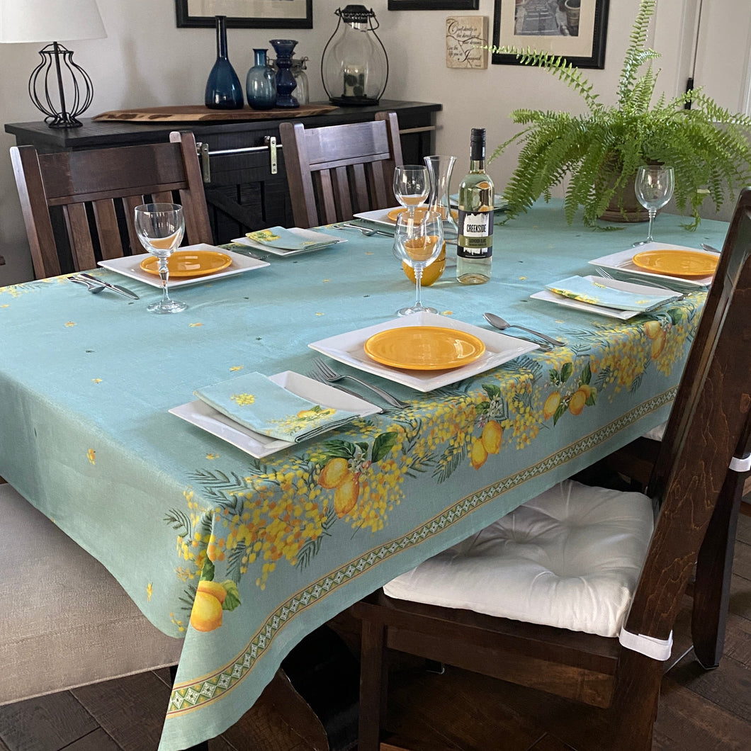 Citron Mimosa Rectangular Tablecloth -  Mint