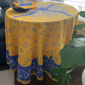 Aubagne Round Tablecloth - Cotton - Yellow/Blue