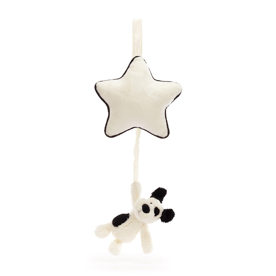 JC Baby - Amuseable Bashful Black & Cream Puppy Musical Pull