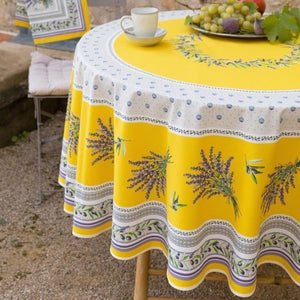 Lauris 90" Round Tablecloth - Yellow