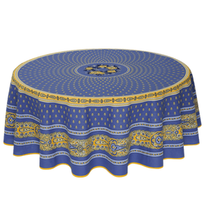 Bastide Blue 90" Round Tablecloth