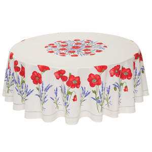 Poppy 90" Round Tablecloth - White
