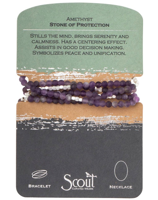 Wrap Bracelet/Necklace - Amethyst Stone - Stone of Protection