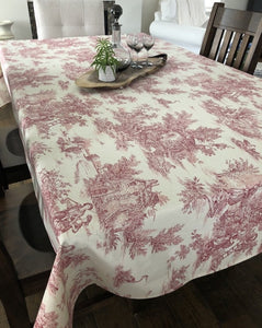 Toile Tablecloth - Red on Cream