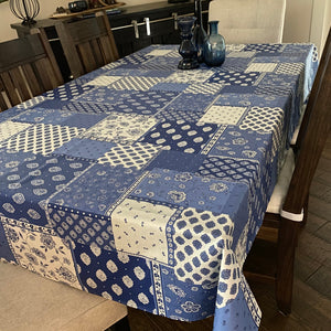 Patches Rectangular Tablecloth - Blue