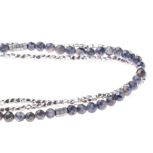 Delicate Wrap Bracelet/Necklace - Iolite + Sunstone - Stone of Synergy