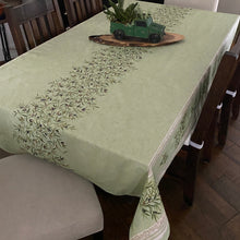 Load image into Gallery viewer, Olive Double Border Rectangular Tablecloth - Coated Cotton
