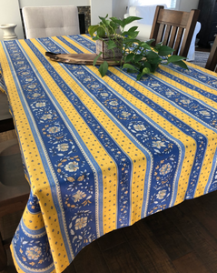 Vence Rectangular Tablecloth - Blue/Yellow