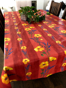 Poppy Rectangular Tablecloth 140" Long - Orange