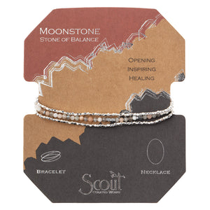 Delicate Wrap Bracelet/Necklace - Moonstone - Stone of Balance