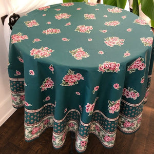 Anais Green 63" Round Cotton Tablecloth