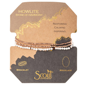 Delicate Wrap Bracelet/Necklace - Howlite - Stone of Harmony