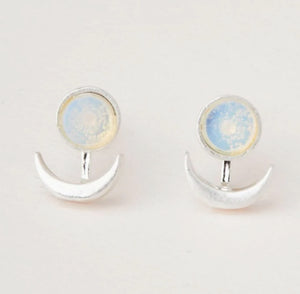 Ear Jacket - Stone Moon Phase - Opalite/Silver