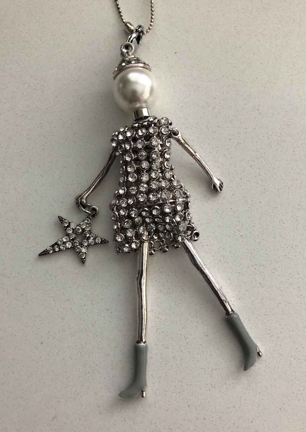Gogo Doll Necklace - Silver Bling