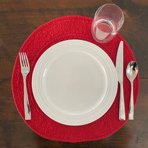 Quilted Placemat - Round - Red