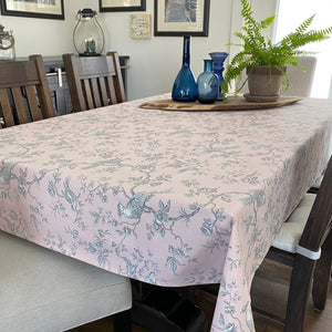 Toile Tablecloth - Regal Birds - Pink
