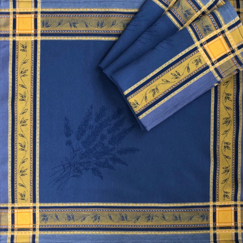 Jacquard Cotton Napkin - Senanques Blue/Yellow