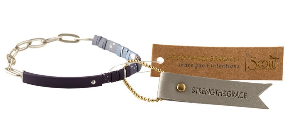 Bracelet - Good Karma Ombre with Chain - Strength & Grace - Midnight/Silver