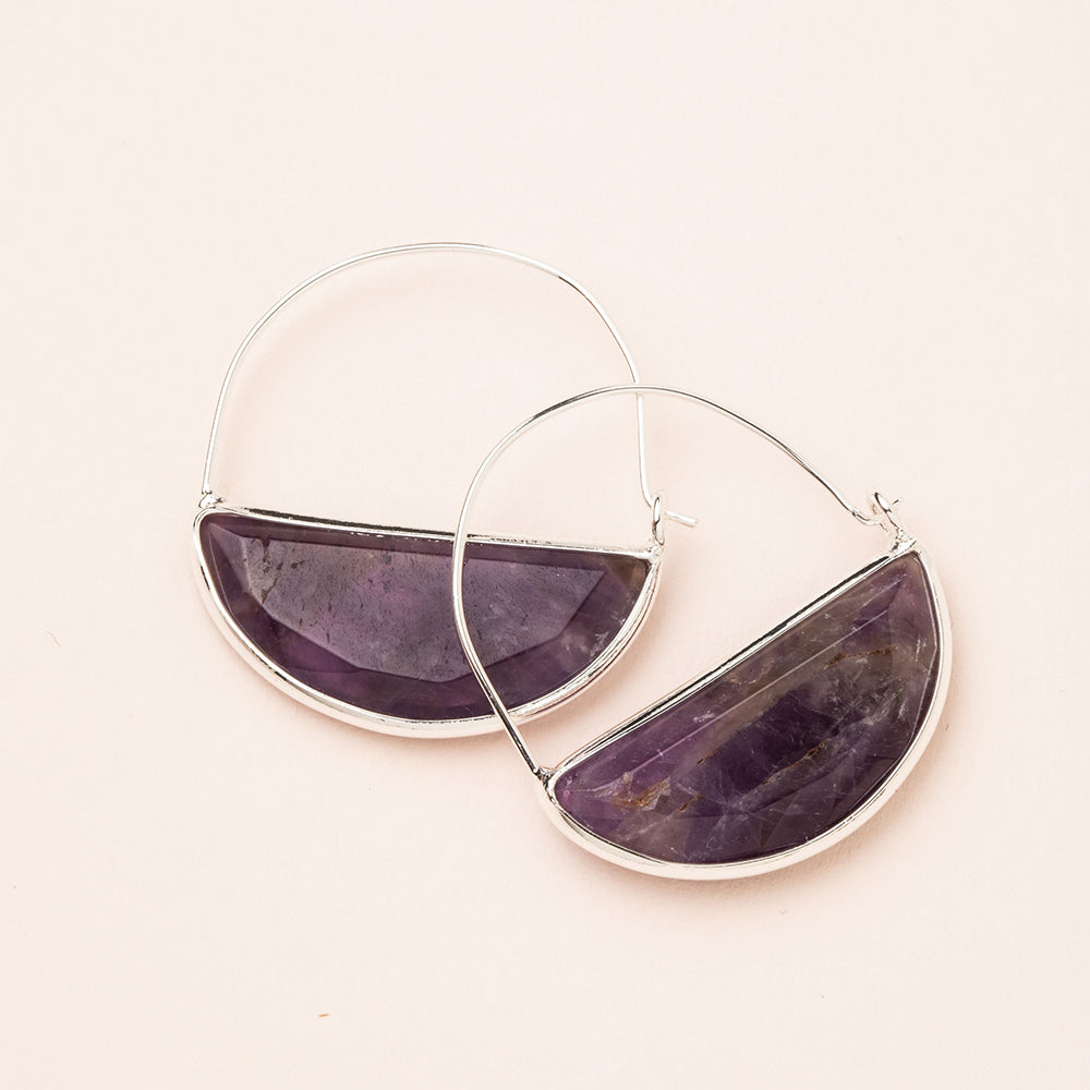 Stone Prism Hoop Earring - Amethyst - Stone of Protection